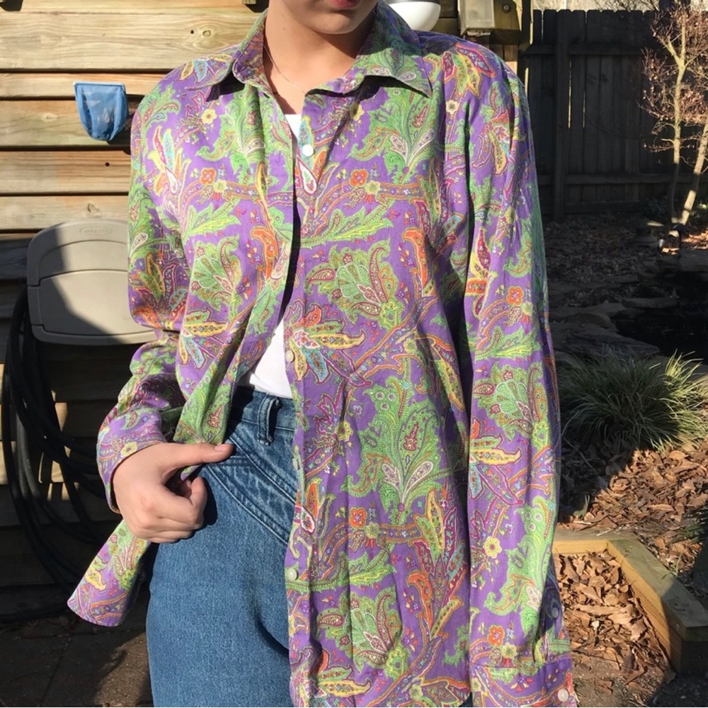 Chaps Classic Paisley Print Fitted Button-up